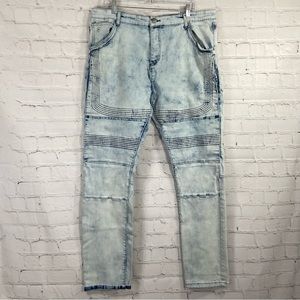 CDMG Men's Motto Jeans Size 42x24 Light Acid Wash Faded Actual 40W 32L